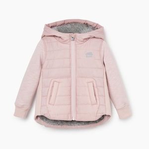Roots Youth Journey Hybrid Quilted/Jersey Pink Hooded Jacket